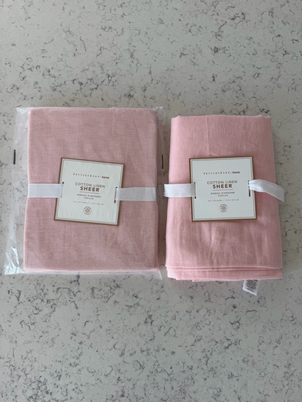 Pottery Barn Teen Cotton Linen Sheer - Blush Pink